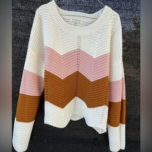 Full circle trends Women's Cream brown pink color Sweater  size L